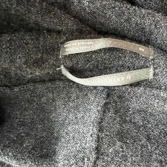 Anthropologie Cowl Neck Wool Blend Poncho Sweater Gray XS Minimalist